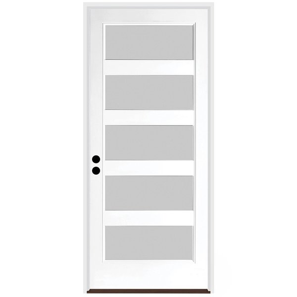 Codel Doors 36" x 96" Primed White Contemporary Flush-Glazed Exterior Fiberglass Door 3080RHISPSF20F5LS491610BB